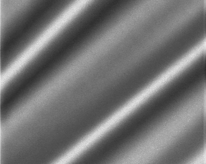 Dark gray Charmeuse Satin polyester fabric 60" Wide Silky Shinny by the yard