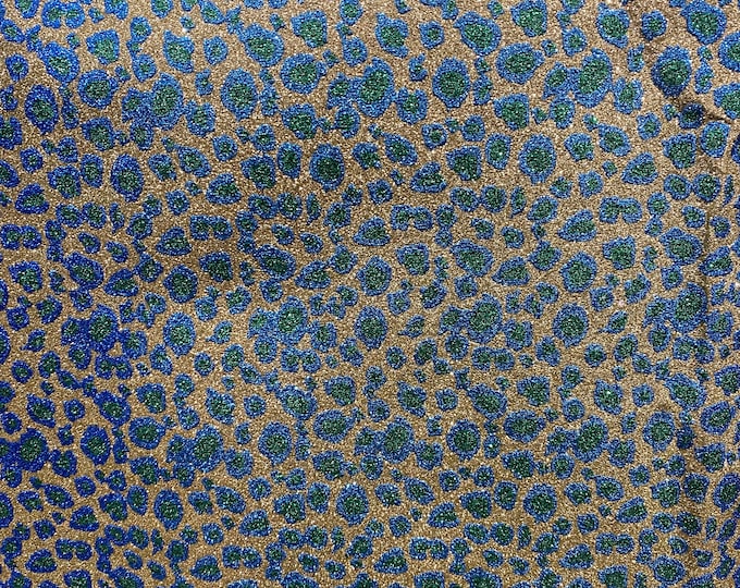 Leopard glitter Turquoise sparkle craft Upholstery Faux vinyl by the yard 48” wide