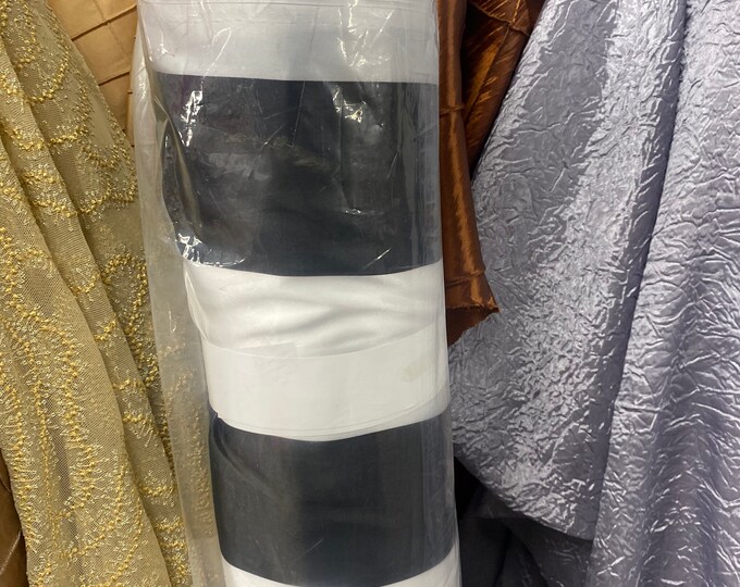 3” Black White charmuse fabric  60"wide DRESS Gown bridal solid silky