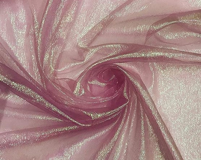 Pink Crush Iridescent Shimmer Organza, 45" Wide, Sells by the Yard