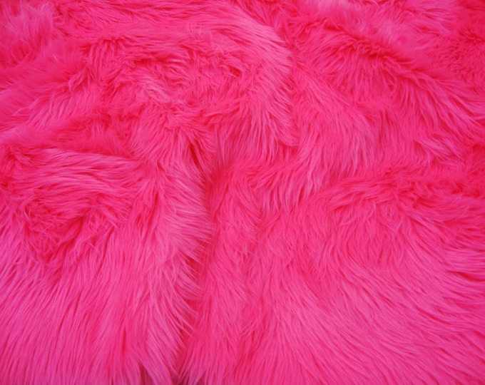 Hot Pink Faux fur shaggy Upholstery fabric By The yard 60” wide