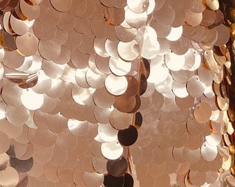 Gold Shiny 20mm paillette sequin on mesh fabric sold by yard