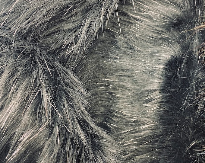 Gray Sparkle Faux fur Upholstery fabric By The YARD 60” wide