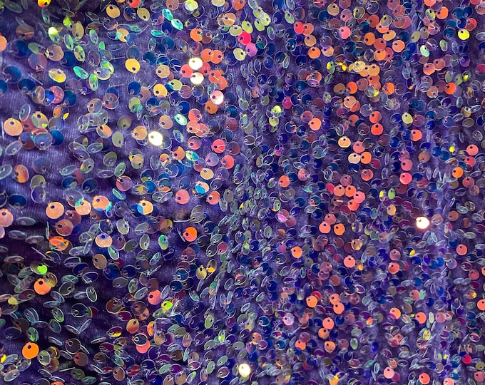 Iridescent sequin stretch velvet , 4-Way stretch  fabric by the yard 60" Wide