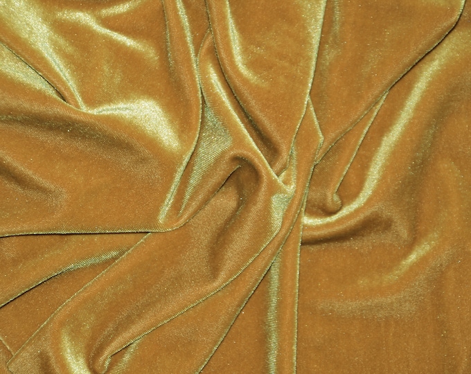 DARK GOLD stretch velvet fabric 60" Wide