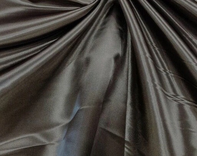 Charcoal Heavy Shiny Bridal Satin Fabric for Wedding Dress, 60"  wide