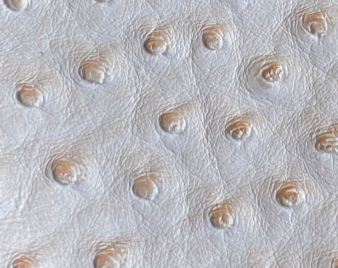 Cream Ostrich Embossed Marine Vinyl – Faux Leather Upholstery Fabric for Boats, Cars, Furniture