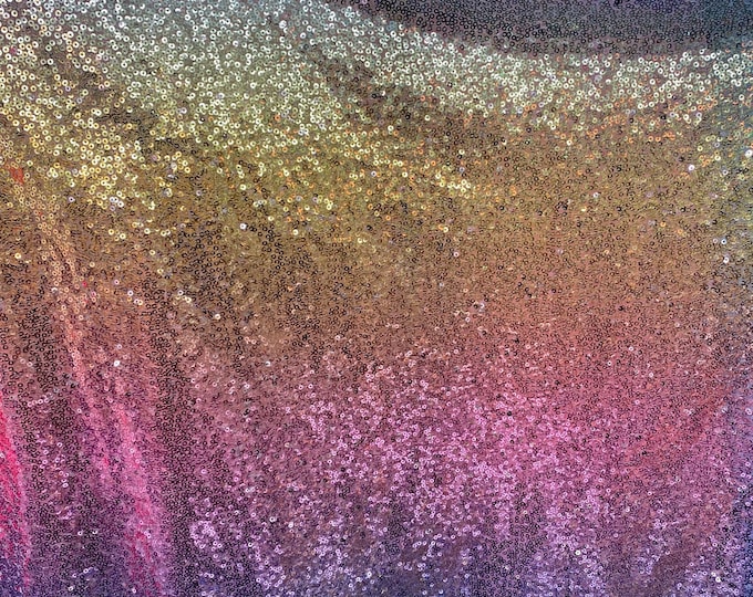 Rainbow stretch  Mini Disc Glitz Sequin Fabric - 54"/54" Wide By The Yard Dress Craft