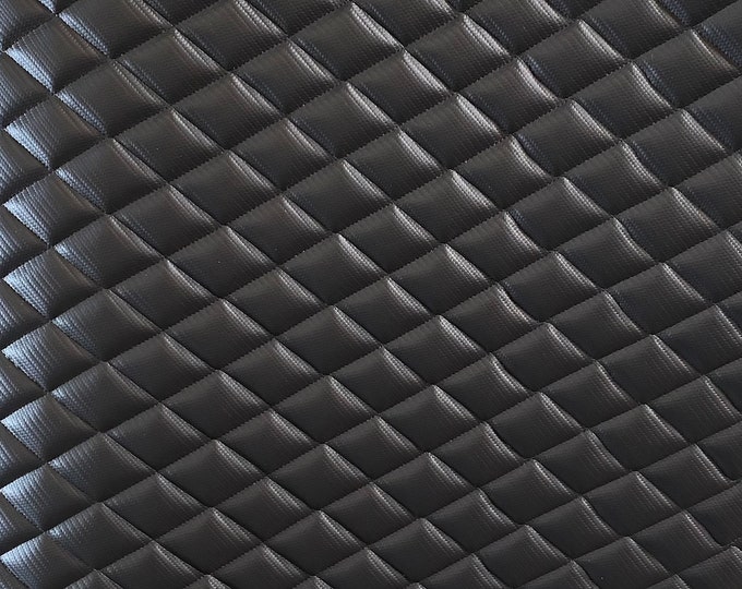 Charcoal carbon fiber quilted faux Leather fabric auto , headliner, upholstery 54" Wide