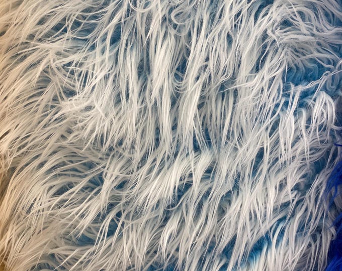 Turquoise Frosted Mongolian Fake Faux Fur upholstery fabric by the yard  60 Inch wide LONG PILE