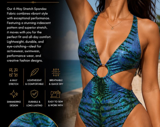 Aqua /Green mystique zebra spandex 4 way stretch 60" wide