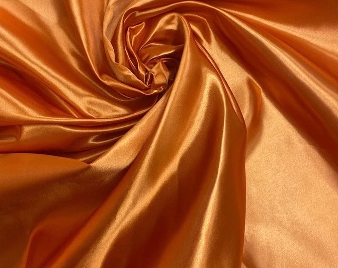 Orange Bridal heavy shiny Satin Fabric none stretch by the Yard  60" Wide