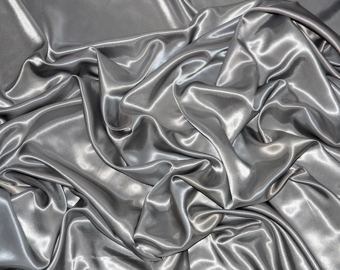 Charmeuse Silver polyester fabric 60" wide by the yard