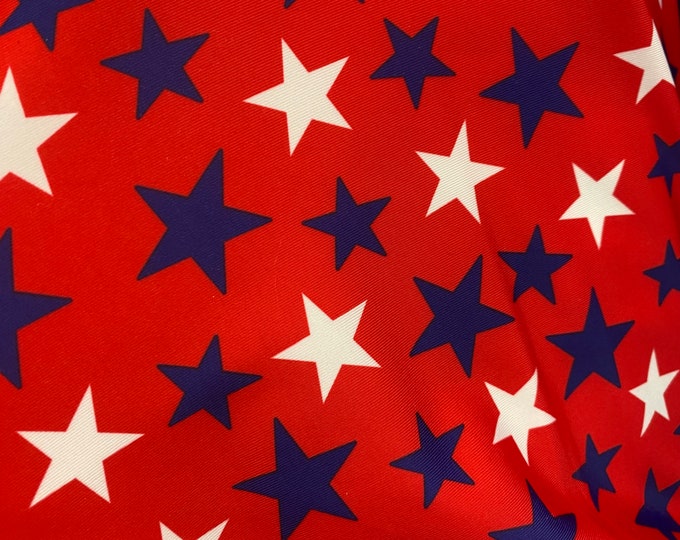 Blue / White stars on red Spandex Stretch Activewear Fabric by the Yard