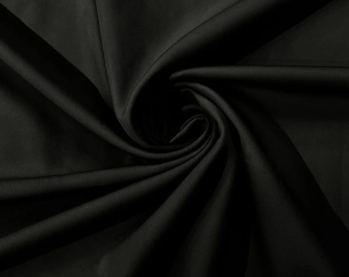 Black dull matte 4 stretch bridal Crepe woven Fabric 60" Wide Sold By the yard