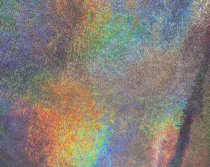 Silver /black iridescent foggy foil on 4 way stretch velvet fabric sold by the yard