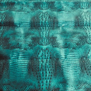 Teal Big alligator embossed Vinyl Leather upholstery fabric