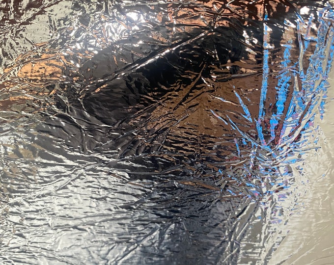 Silver Cracked metallic reflective Distressed vinyl upholstery craft fabric per yard 54" Wide