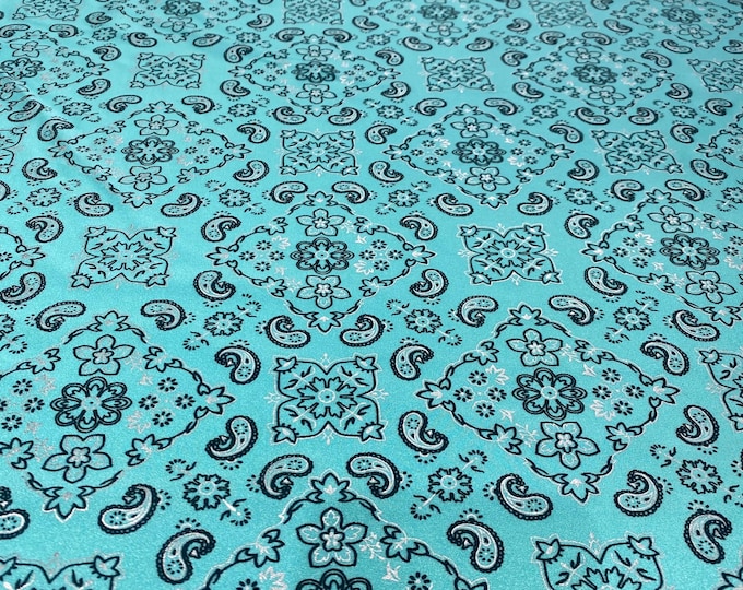 Mint Stretch bandana paisley spandex fabric 58" wide