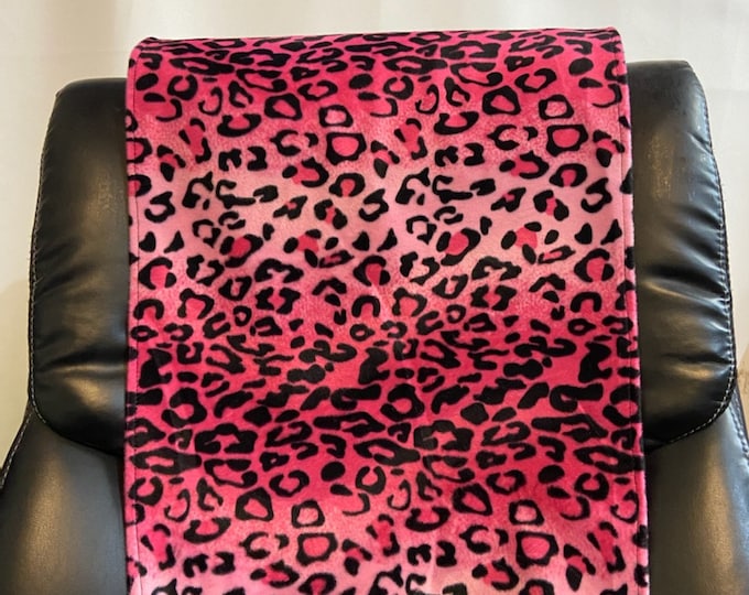 14x30” Pink Cheetah velboa fabric Sofa, Loveseat, Chaise, Theater Seat, RV, Chair, Headrest Pad, Recliner Head Cover, Protector