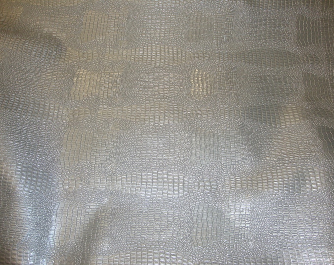 Reptile Skin Silver embossed upholstery Faux Leather vinyl fabric by the yard 54" Wide