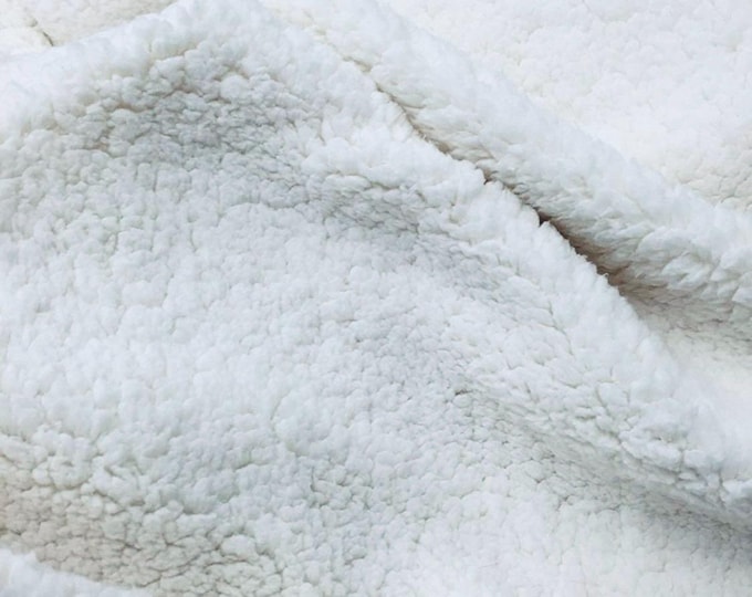 White Cuddle Sherpa Fleece  Fabric Sold by The Yard