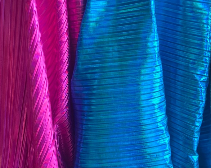 Pleated Foil Spandex  Fabric, 4 way stretch, sold by the yard