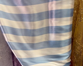 Blue & White 1 Inch Stripe Charmeuse Satin Fabric by Yard for Apparel Decor