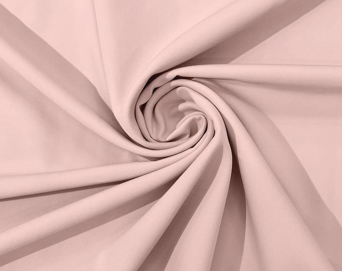 Light pink dull matte 4 stretch bridal Crepe woven Fabric 60" Wide Sold By the yard