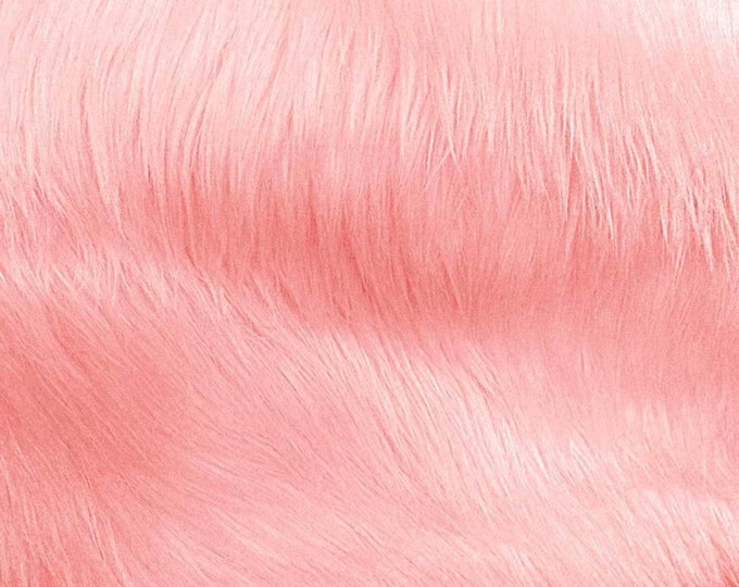 Pink Fur faux fake shaggy fabric by the yard 60" wide