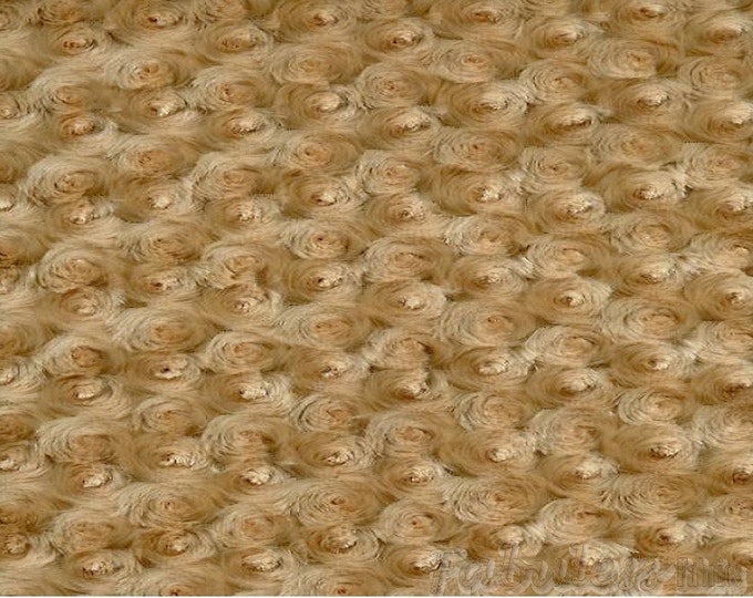 Rosebud minky Camel fabric per yard 60” wide