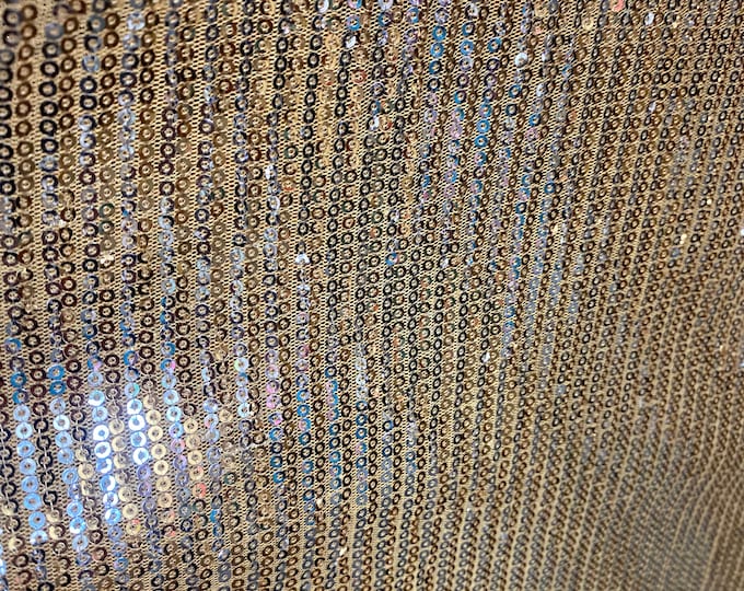 Gold Pleated Glitz Sequin Mesh Fabric By The Yard