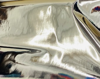 Light gold Chrome Mirror Glossy Vinyl Fabric for Shoes,  Bags,  Upholstery Sewing