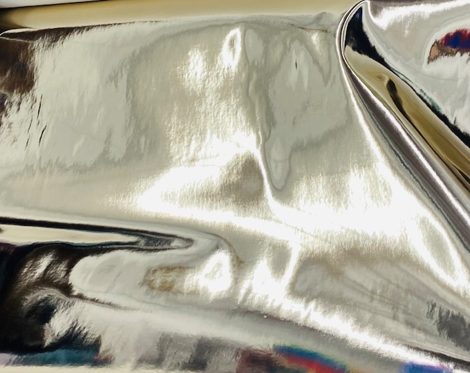 Light gold Chrome Mirror Glossy Vinyl Fabric for Shoes,  Bags,  Upholstery Sewing