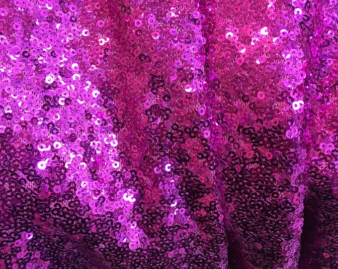 Dress Gowns Mini Disc Glitz Sequin Spandex Fabric - FUSCHIA - 54"/54" Wide By The Yard Dress Craft