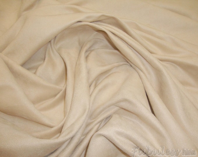 Cream micro faux suede upholstery drapery clothing fabric BY THE YARD 58" Wide No Stretch