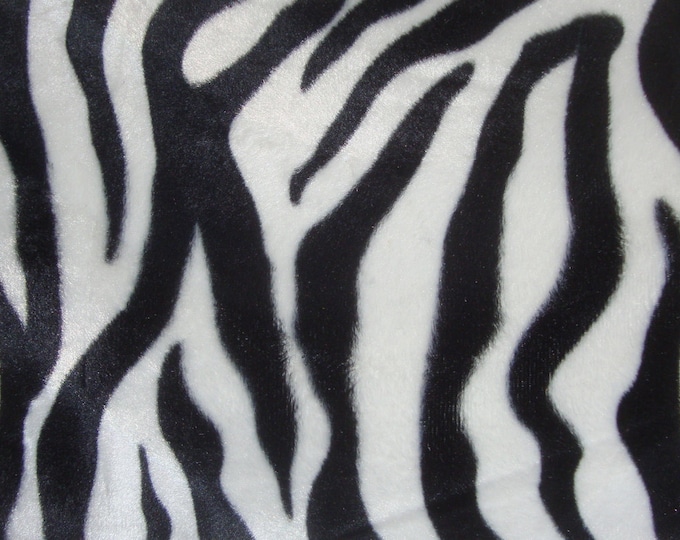 Black white Zebra Velboa Animal print Drapery Upholstery Fabric BY THE YARD 60" Wide