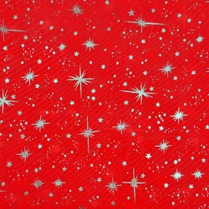 Star sparkle Bursts Sheer Organza Red 58 Inch Wide Fabric