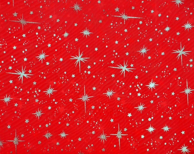 Star sparkle Bursts Sheer Organza Red 58 Inch Wide Fabric