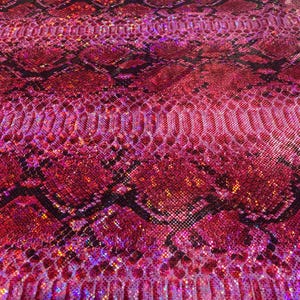 Fuchsia metallic python Nylon Spandex By The Yard Fabric Muti Color Snake Fabric 4 Way Stretch, Fabric 60” wide