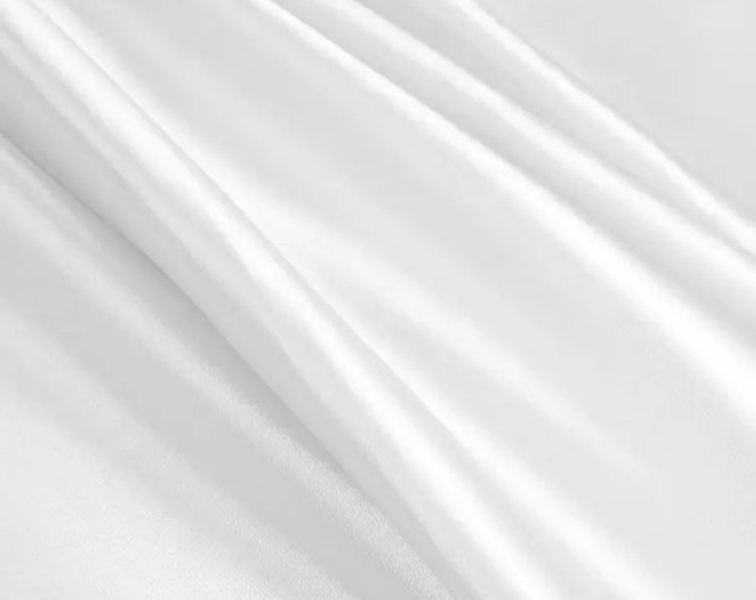 White Stretch Satin Fabric for Bridal Dress and craft 58” Width by The Yard