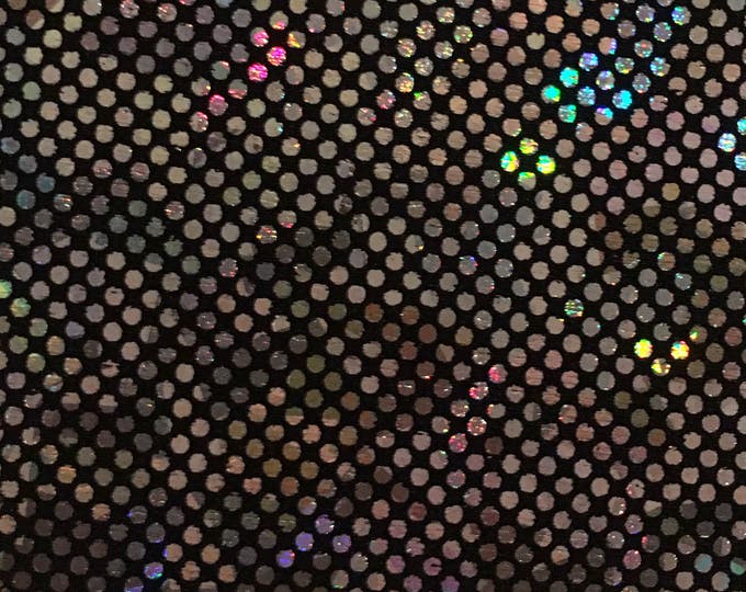 Hologram B'dazzled - silver/black  4-Way Stretch Spandex Fabric for Swimwear Gymnastics dance 5 yards
