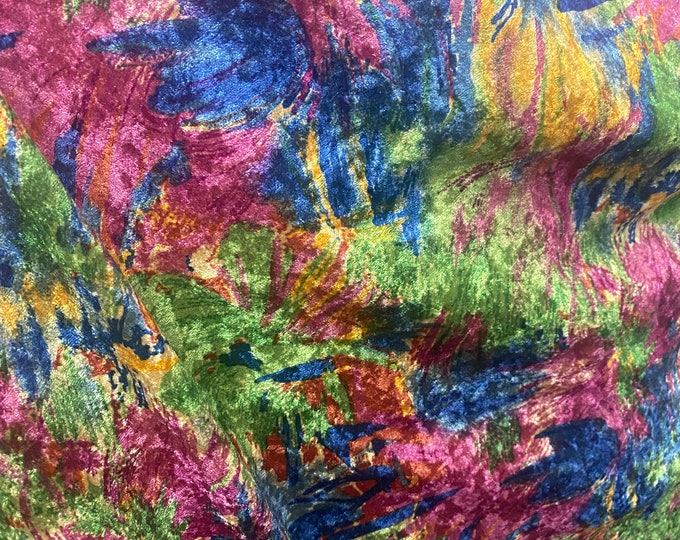 Splashed paint Panne Velvet 100% POLYESTER sold by the yard