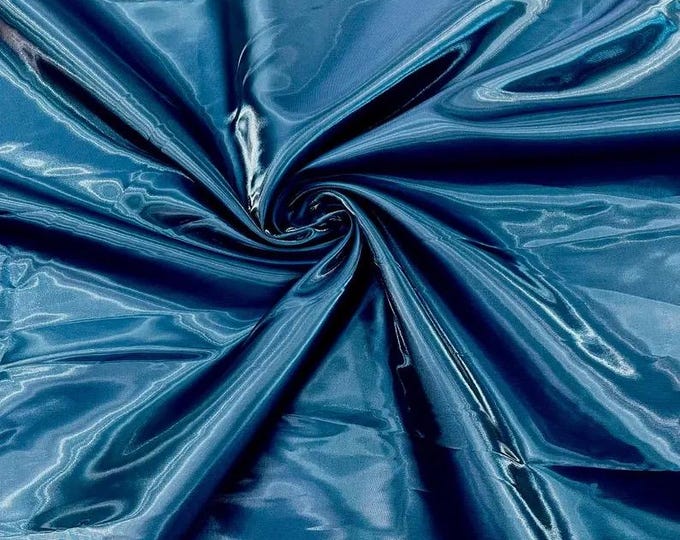 Teal Blue Liquid glossy Bridal prom Satin prom dress fabric per yard