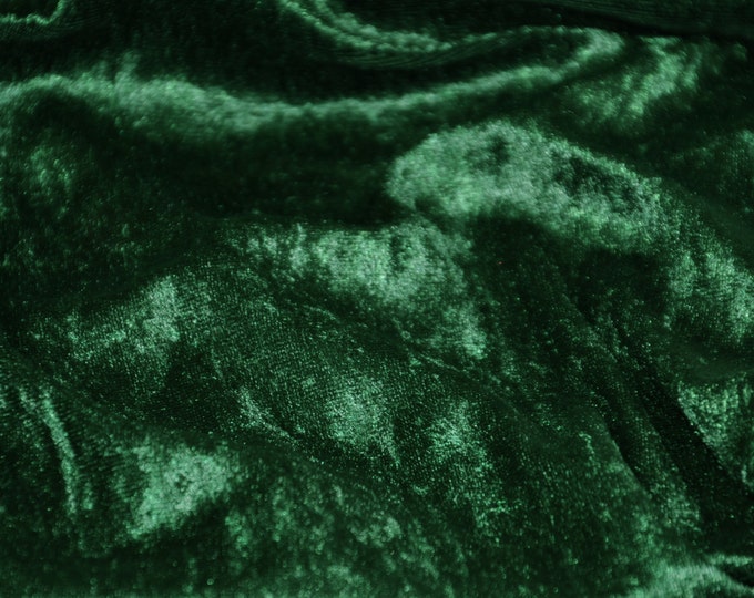 Hunter green Velvet Panne Crushed  Velour Stretch Fabric 60 Wide  By yard