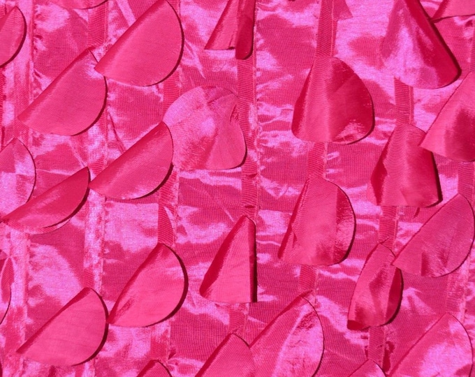 Round petal leaf circles taffeta fuchsia embroidery linens tablecloth fabric dress decor per yard