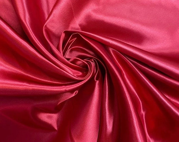 Cranberry Bridal heavy shiny Satin Fabric none stretch by the Yard  60" Wide