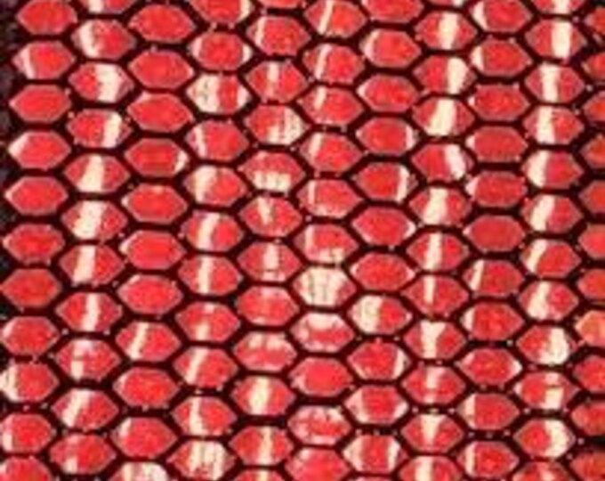 Iridescent White Honeycomb Mirror Sequins Spandex, 58/60 inch wide