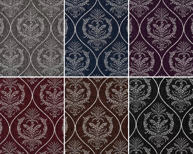 Valentino Chenille Fabric Damask Print upholstery furniture fabric by the yard