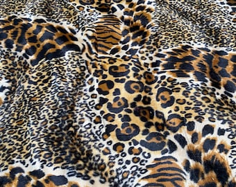 Mixed Animal print Velboa Fabric BY THE YARD 60" Wide